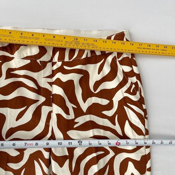 SPANX On-the-Go Ankle Slim Straight Pant Pull On Clay Zebra Stripe Brown Women L - Picture 12 of 16